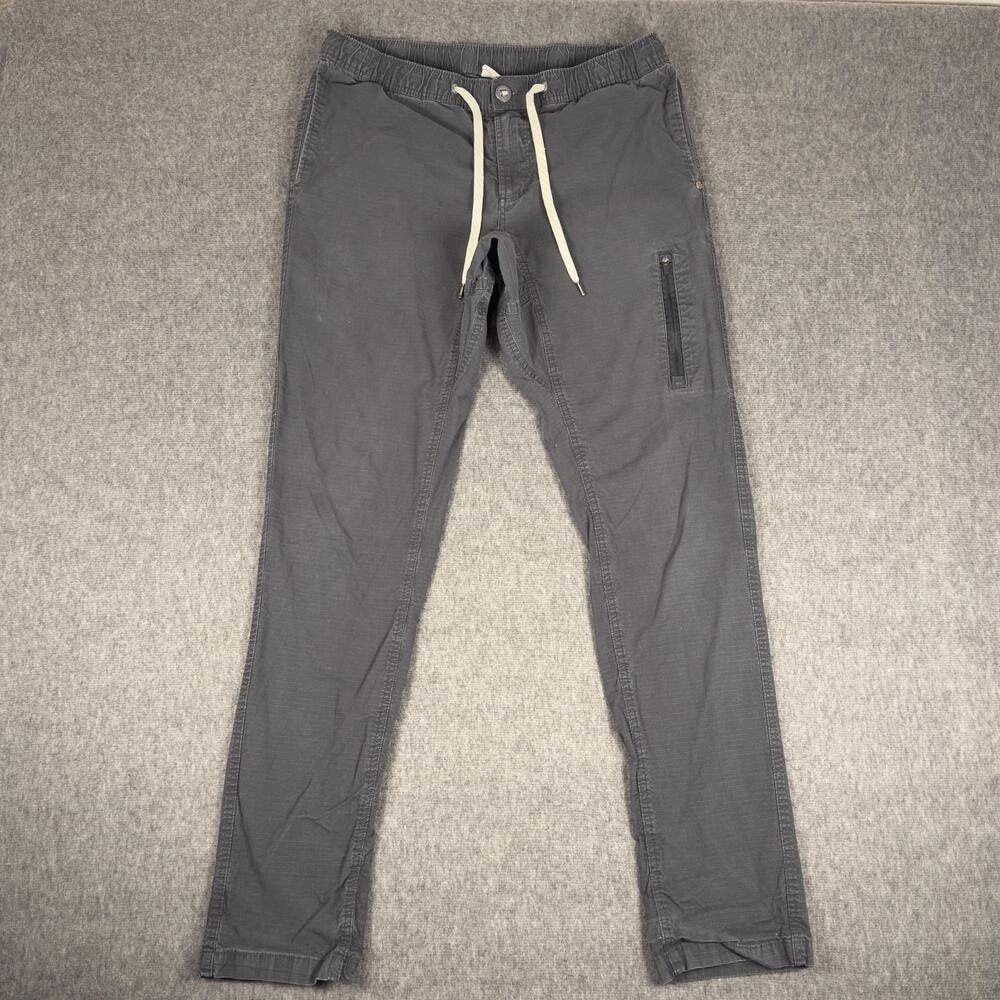Vuori Ripstop Pants Mens Large Gray Jogger Woven Cotton Stretch Zip Pocket